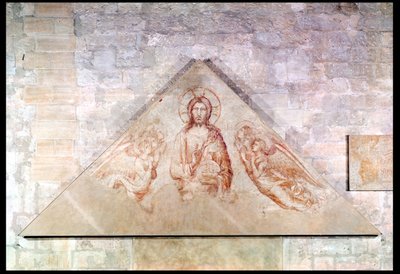 Tympanon met Christus de Verlosser omringd door engelen, 1341 door Simone Martini